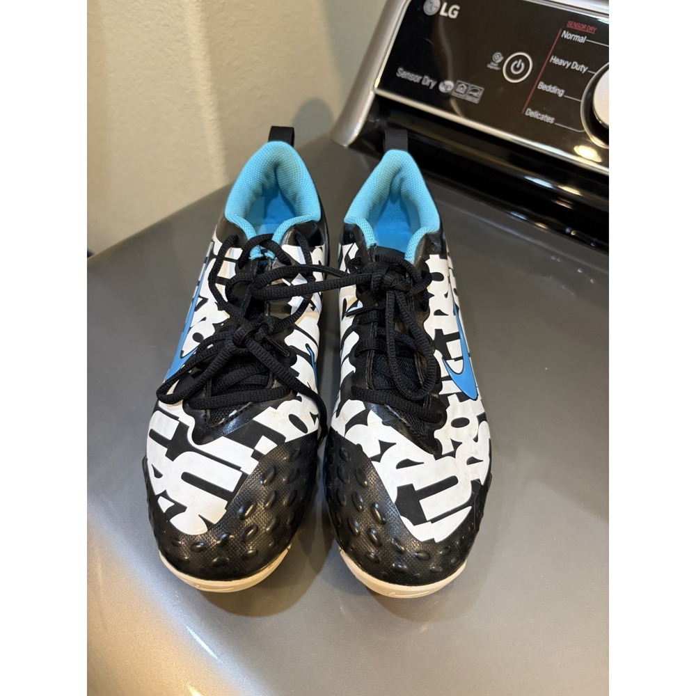 Nike Women's Hyperdiamond Cleats Fastflex Size 8.5 Black White Blue AR 0996-041 - Picture 2 of 6